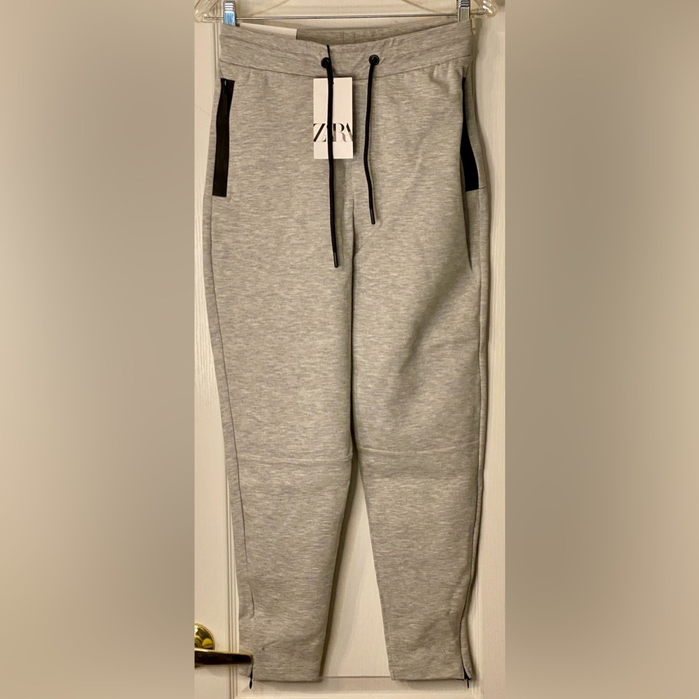 Zara Silver Gray Cargo Zip Ankle Trousers